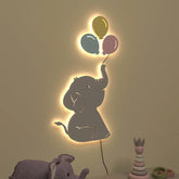 Playful Elephant Baby Backlit Wooden Wall Décor